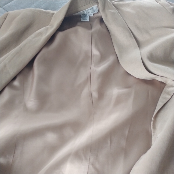Rena Rowan for Saville Petite Tan Linen Blend Vintage Double Breasted Blazer 8P - Picture 7 of 12
